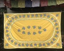 vintage 100% Cotton TISSUS TOSELLI LAVENDER TABLECLOTH 93x58 France pottery barn picture