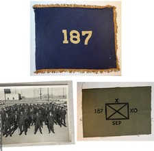 Vintage US Army 187th Infantry Regiment Rakkasans HQ Grouping Flag Canvas Photo picture