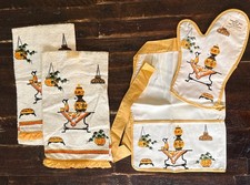Kitchen Towels Half Apron Glove Table/Plant Terry Cloth Retro MCM NOS CANNON picture