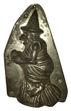 HALF Antique Vtg German Halloween Witch Broomstick Chocolate Mold Anton Reiche? picture