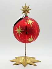 Christopher Radko Star Stripes Red Star Ball Glass Christmas Ornament picture