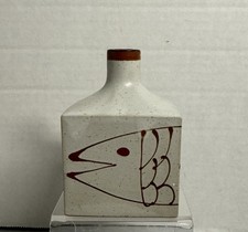Vintage Otagiri Square Bud Vase Small Japan Ceramic Brown Fish 3.5” picture