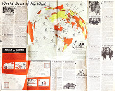 1954 World News Of The Week Global Map Cold War Political Poster Foldout 47x36