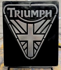 Triumph Motorcycle Metal Sign 20x24” Handmade Raised Aluminum Relief picture