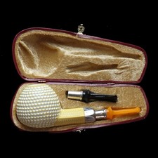 XL Silver Spigot Fancy Golfball Pipe New block Meerschaum Handmade Case#1138 picture