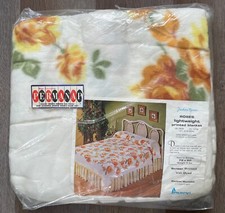 Vtg Penneys Fashion Manor Blanket Yellow Rose Floral 72 X 90
