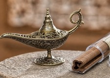 Vintage Aladdin Magic Genie Lamp Incense Burner Metal + Gift Incense Sandalwood picture