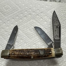 1996 BULLDOG BRAND 3 Blade STAG STOCKMAN KNIFE 