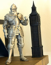 Silver Medieval Knight Original (190mm,7.4in) Figurine, Metallic Finish picture