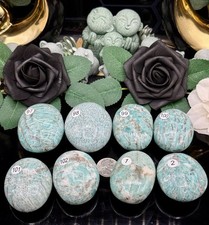Natural Amazonite w/ Smokey Quartz Palm Stones picture