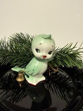 VTG Japan Anthropomorphic Green Bird Salt Shaker Rare With Bell Kitsch Christmas picture