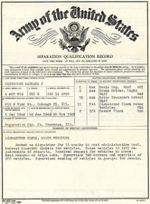 WWII 1944 WAC Separation Qualification Record, U.S. Army, & Photo of Her picture