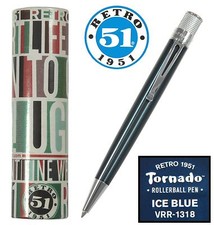 Retro 51 #VRR-1318 / Lacquered Ice Blue Tornado Rollerball Pen  picture
