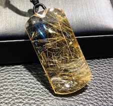 39.6*19.2*9.4mm TOP Natural Rutilated Quartz Carved crystal pendant Reiki Decor picture