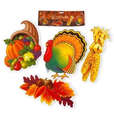 Beistle Thanksgiving Wall Cutouts 4pc Set Fall Harvest Decor 12.5