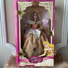 2007 Disney Enchanted Tales Aurora Porcelain Doll Brass Key Keepsake Collectible picture