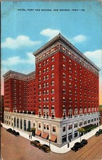 Hotel Fort Des Moines Iowa 1930s-40s Linen Postcard Vintage Hotel Exterior picture
