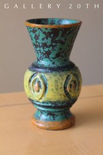 FAB VTG ITALIAN POTTERY GAMBONE ART 50'S 60S VASE ORIG BLUE MID CENTURY MODERN picture