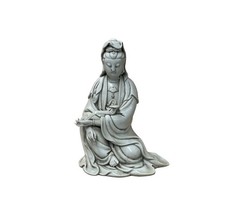 Chinese Handcrafted GuanYin Bodhisattva RuYi Off White Porcelain Statue GB022 picture