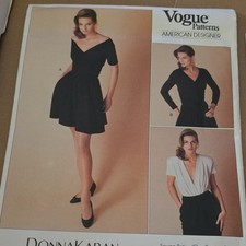 Uncut Vogue Pattern American Designer Donna Karan 2092 Dress Size 16 Vintage picture