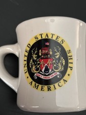 Vintage USS America CV-66 US Navy Reenlistment Mug Pair Double Sided Mil-Art picture