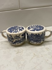 Vtg Blue Willow Salt & Pepper Shakers - Mini Mug Shape - No Stoppers picture