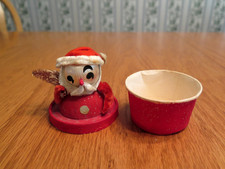 Vintage 1950s Japan Christmas Paper Cup Candy Container Santa Claus Table Favor picture