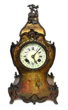 Antique French Louis XV Style Painted & Bronze Ormolu Mantel Bracket Clock picture