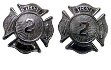 Vintage Obsolete Wyckoff  Fire Department Fireman's Badges (2) Collectible Only picture