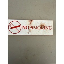 Vintage No Smoking Sign Red White Plastic Industrial Wall Decor Warning Label picture