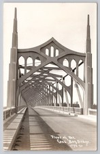 North Bend Oregon Coos Bay Bridge Floor View RPPC Real Photo Postcard picture