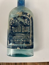 VINTAGE 1890's~A. COLBURN & Co Liquid Blue Laundry Philadelphia , Glass Aqua picture