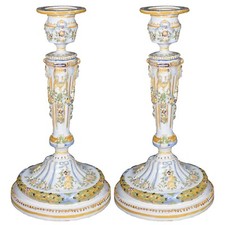 Pair 19th Century French Faience Candlesticks picture