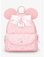 🩷Loungefly Disney™ Minnie Mouse Pink Debossed Bows Mini Backpack 🤍 SEALED picture
