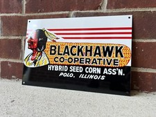 12” Indian Blackhawk Hybrids Seed Corn Farming Co-op Vintage Style Steel Sign picture