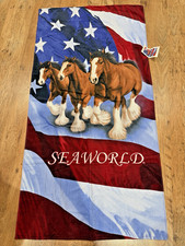 Vintage (1986) Budweiser Clydesdales R.A. Briggs Beach Towel 60” X 30” New picture
