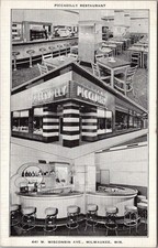 c1940s MILWAUKEE Wisconsin Postcard PICCADILLY RESTAURANT Bar View / Kropp Linen picture