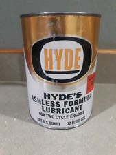 RARE VINTAGE HYDE'S SNOWMOBILE OIL - FULL QUART CAN NOS - PIPESTONE, MN picture