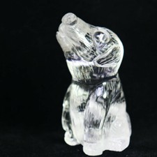 130g Natural Beautiful Clear Quartz Crystal Stone Carved Dog Specimen Cute picture
