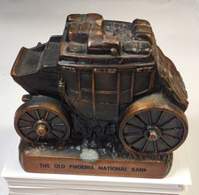 Banthrico Inc Old Phoenix National Bank Metal Stagecoach Coin Bank picture
