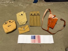 WWII US AIRBORNE PARATROOPER THOMPSON AMMO POUCH, M3 .45 HOLSTER BELT GEAR LOT picture