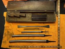 Antique Vintage Mound Tool Co. Babbitt Bearing Scraper Set Machinist Wood Box picture