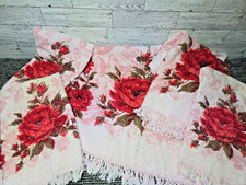 VTG Shabby Pink Rose Floral Bath Towels  100% Cotton Vtg Cottagecore Lot of 5 picture