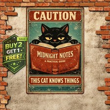 Beware of Cat Funny Vintage Metal Tin Sign Home Wall Decor 8x12 picture