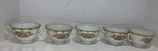 Set Of 5 Vintage Diamond Japan Fine Bone China Pink Yellow Floral Teacups 1930s picture