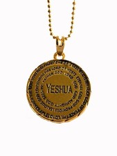 Gold Plated Yeshua Medallion Names of God Pendant Necklace picture