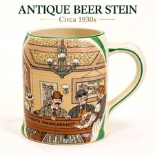Antique 1930s Crown Ducal Beer Stein Tankard What’s Yourn Gents Pub Bar England picture