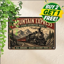 signs dcor steam train through mountainous picture