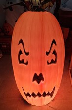 VTG Huge 3ft Halloween Blow Mold Light Up Jack O Lantern RARE 2 Side Decoration picture