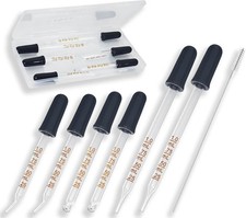 6 Pack Glass Dropper with Brush Bent Straight Tips 1 ml Eye Dropper picture